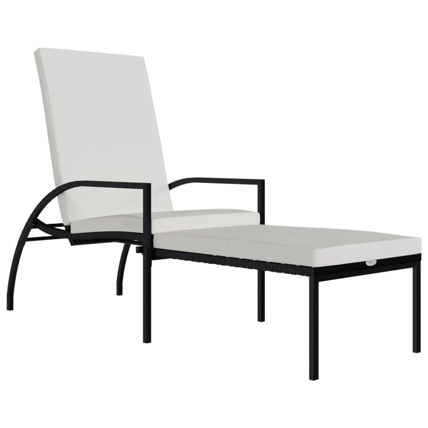 vidaXL Sonnenliege mit Fußhocker PE-Rattan Schwarz 317629