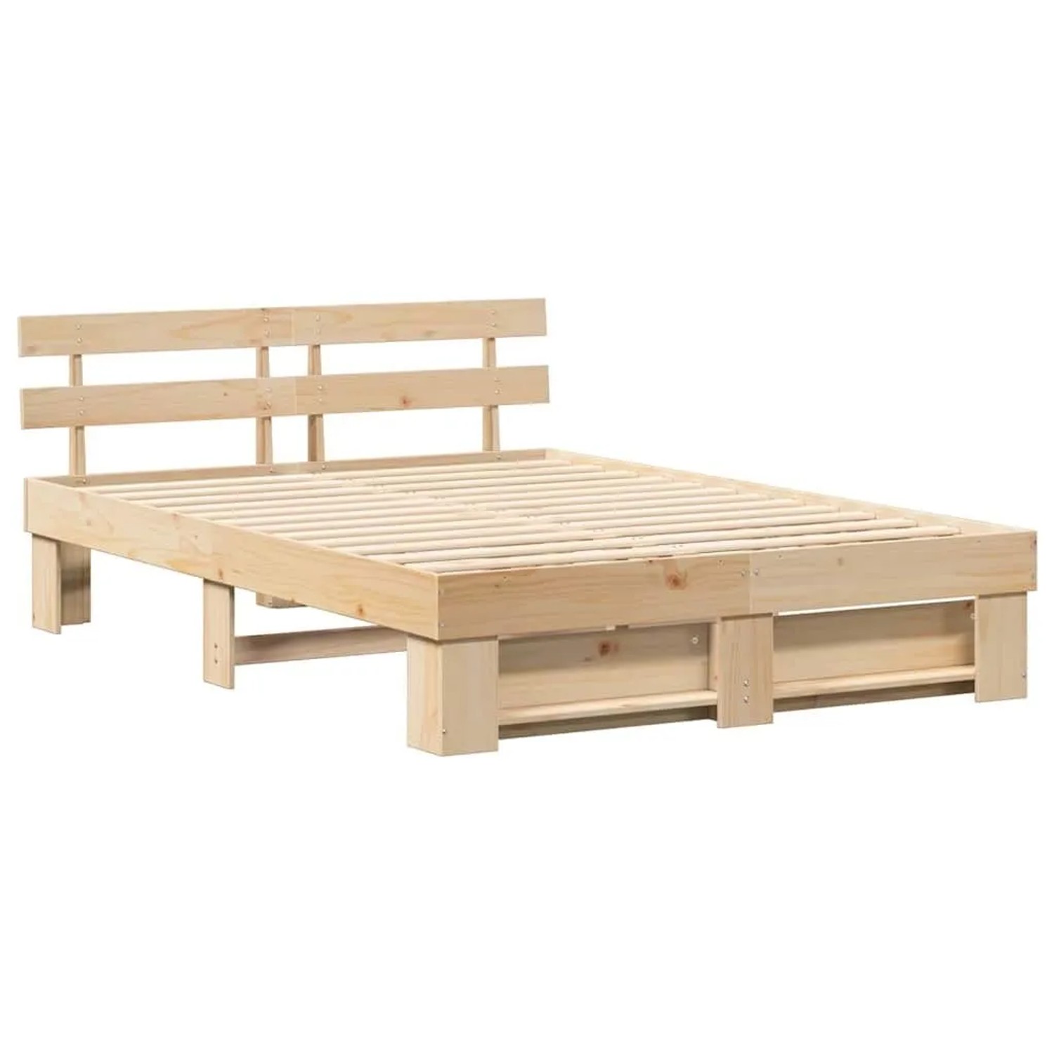 vidaXL Bettrahmen mit Kopfteil Braun 140 x 200 cm Massives Kiefernholz 872482