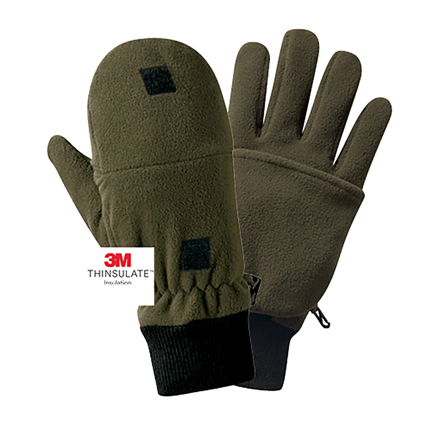 Jägerhandschuhe Oliv Mit Klappbarem Fäustling - Outdoor Handschuhe Mit Thinsulate Futter
