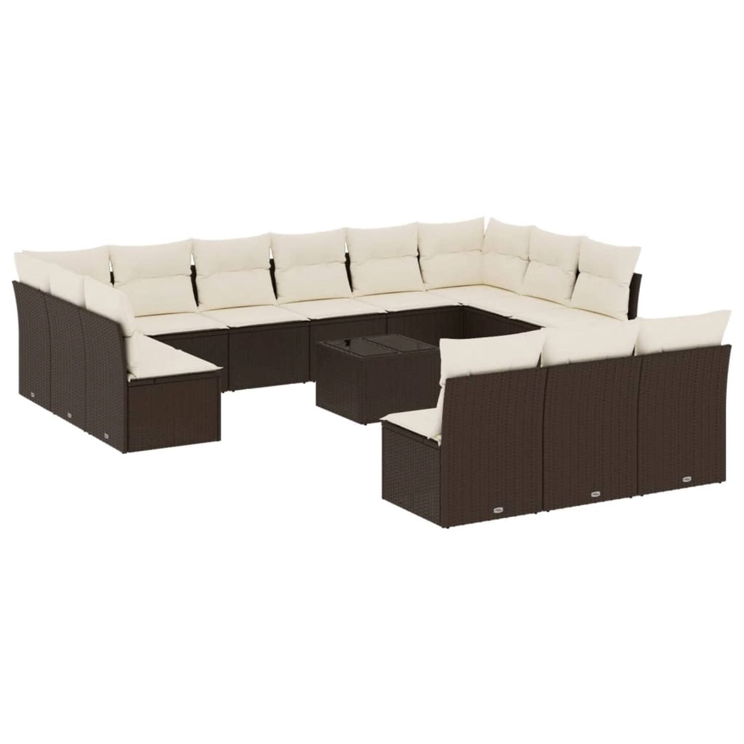 vidaXL 14-Tlg Garten-Sofagarnitur mit Kissen Braun Poly Rattan 3218403 günstig online kaufen
