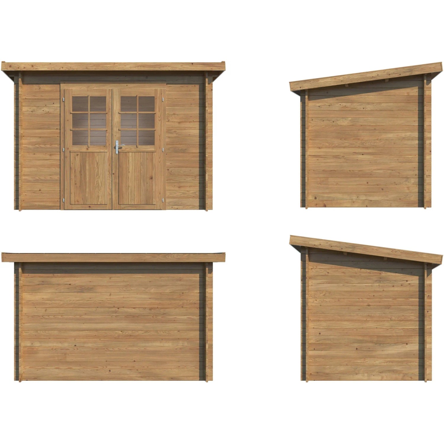 Palmako Gartenhaus Alice, braun kesseldruckimprägniert, 276x180 cm, aus Holz mit Doppeltür.