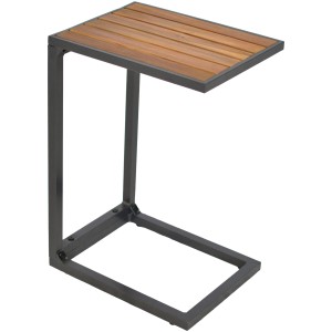 Rechteckiger, grauer Gartentisch (4,2x3,2cm) von Merxx mit Holzplatte. Ideal als Beistelltisch.