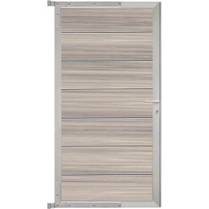 T&J Tor-Komplettset Tjörn, 90x173 cm, amethystgraue Füllung, silberner Rahmen für Sichtschutzzaun.