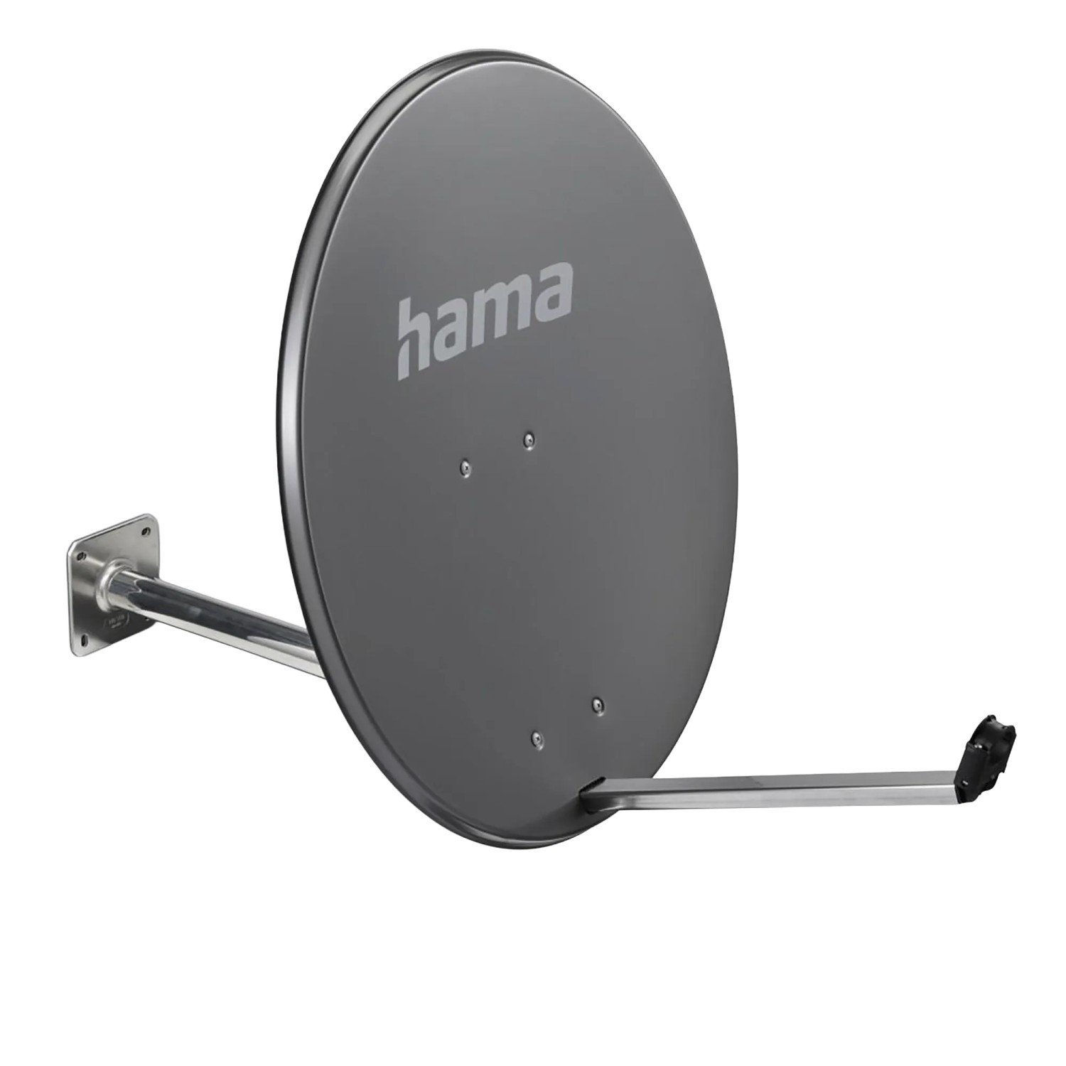 Hama SAT-Antenne 80 cm, anthrazit, aus Aluminium mit Wandhalterung. Für stabilen Satellitenempfang.