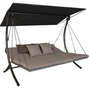 Angerer Hollywoodschaukel Luxus Smart Sand mit Sonnendach und bequemen Kissen.
