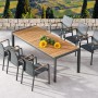 7-teilige Gartenmöbelgruppe Paros in Anthrazit mit Teakholztisch und 6 Stapelsesseln.