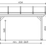 Maßzeichnung der Skan Holz Terrassenüberdachung Ancona. Zeigt Breite 434 cm, Gesamthöhe 292 cm, Durchgangshöhe 203 cm.