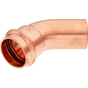 Kupfer Press-Bogen 45 Grad, 28 mm Durchmesser für Sanitär- und Heizungsinstallationen.