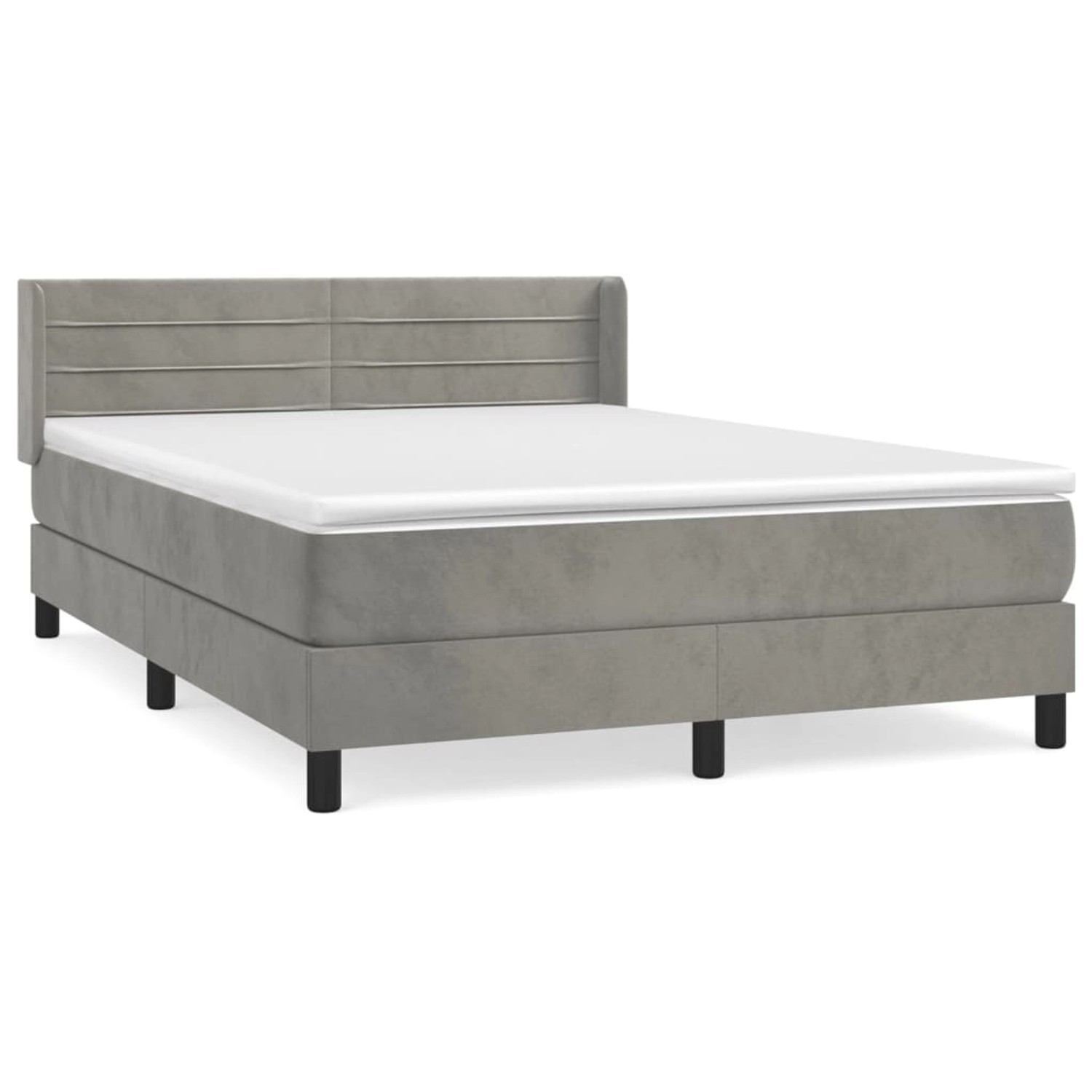 vidaXL Boxspringbett mit Matratze Hellgrau 140x190 cm Samt1368694 günstig online kaufen