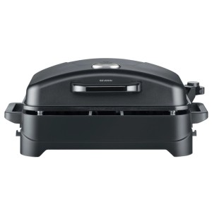 Schwarzer Severin Tischgrill PG8597 mit Haube und Thermostat. Elektrogrill für drinnen und draußen.