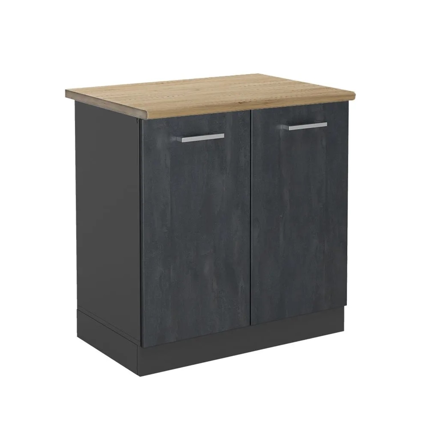 Vicco Spülenunterschrank R-Line Schwarz Beton Anthrazit 80 cm AP Eiche