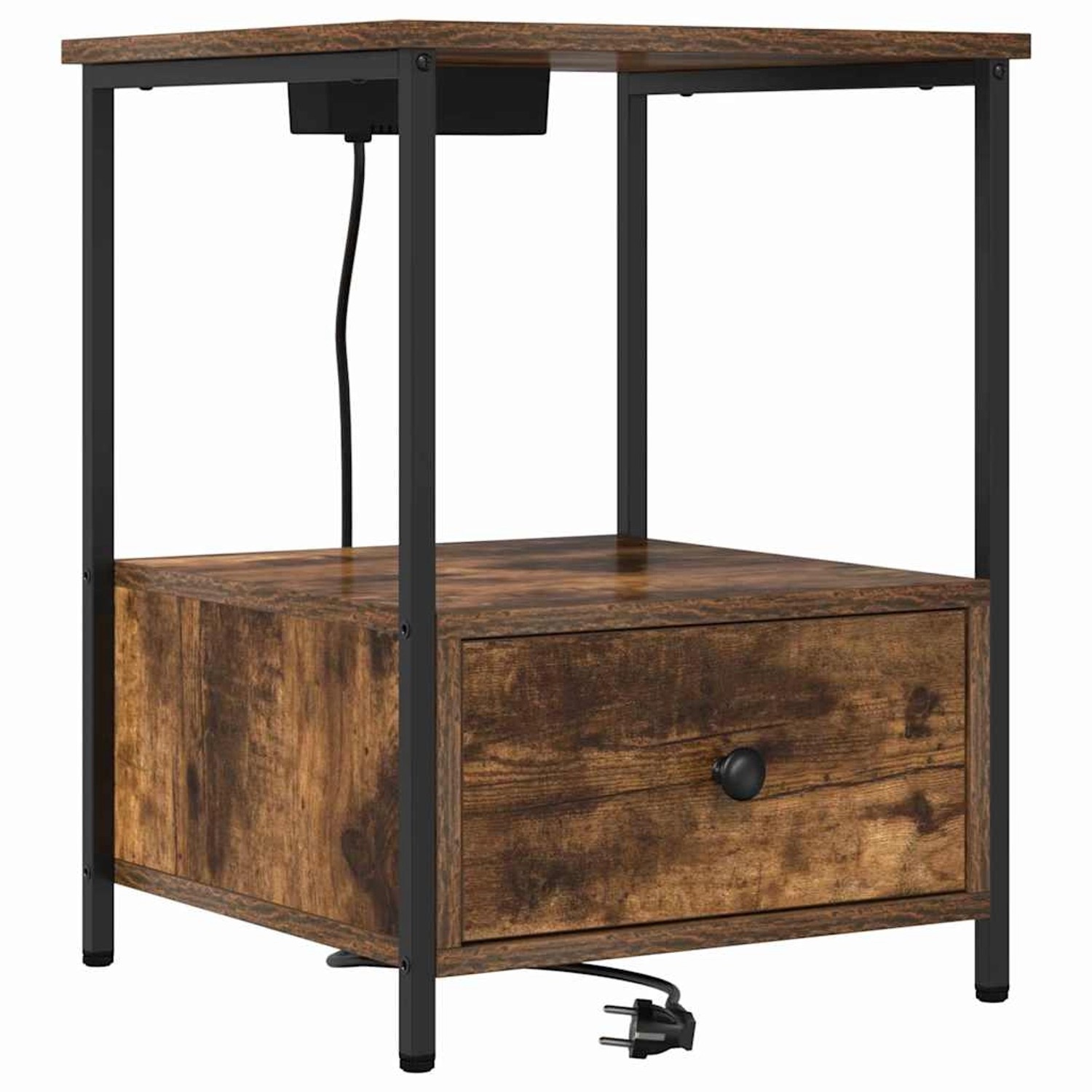 vidaXL Nachttisch mit Ladestation Räuchereiche Holzwerkstoff 859434 günstig online kaufen