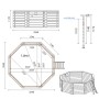 Technische Zeichnung ALTANKA Holzpool Coral 3,25x3,25 m mit Maßen und Ansichten.