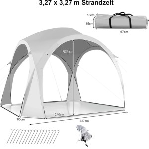 Costway Partyzelt Pavillon Gartenpavillon Strandzelt UPF 50+ Sonnenschutz