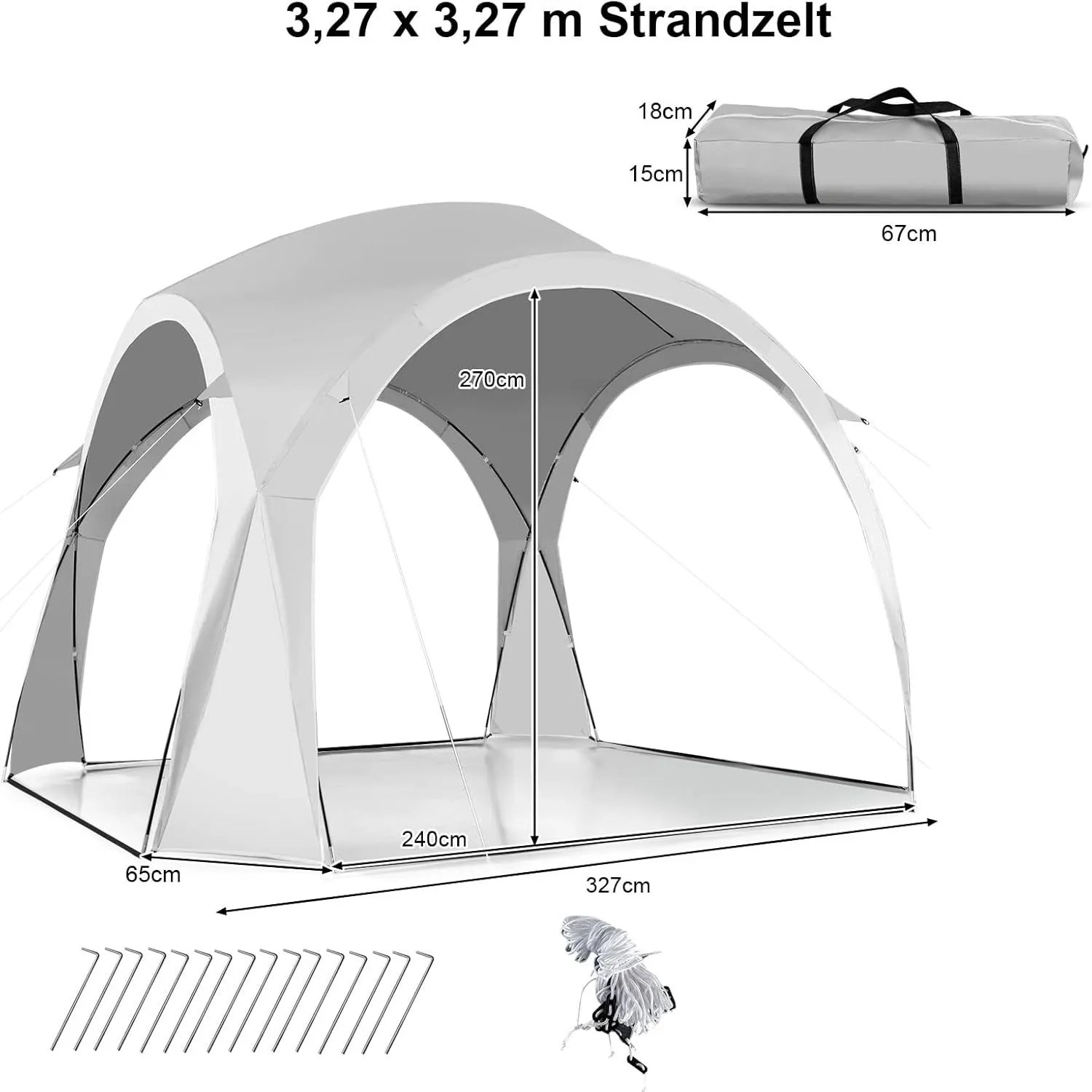 Costway Partyzelt Pavillon Gartenpavillon Strandzelt UPF 50+ Sonnenschutz_3