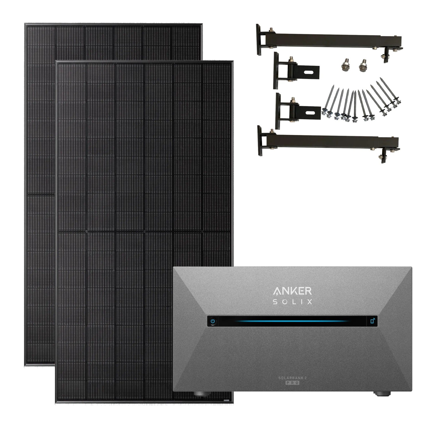 Anker Solix 1000W Balkonkraftwerk Solarbank Pro 2 Mit 2×500W Solarspace Modulen mit Halterung für Flachdach