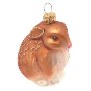 Weihnachtsornament Wildhase von Krebs Glas Lauscha, braun, 6cm, aus Glas für den Weihnachtsbaum.