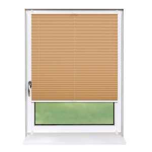 Cappuccino-farbenes Plissee 90x150 cm im Fenster, blickdicht, ohne Bohren.