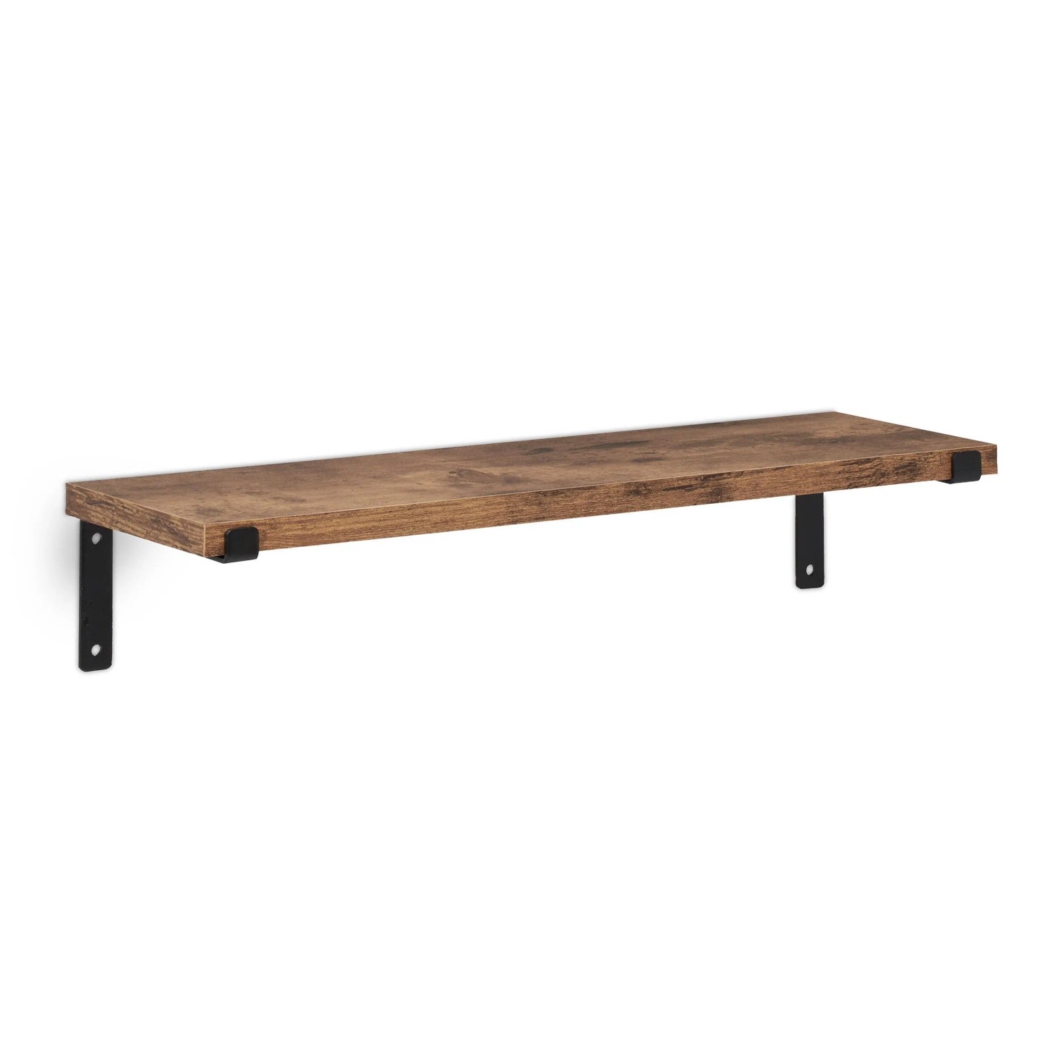 Relaxdays Wandregal 2er Set Industrial Braun Schwarz 48 cm x 15,5 cm x 9,5 cm