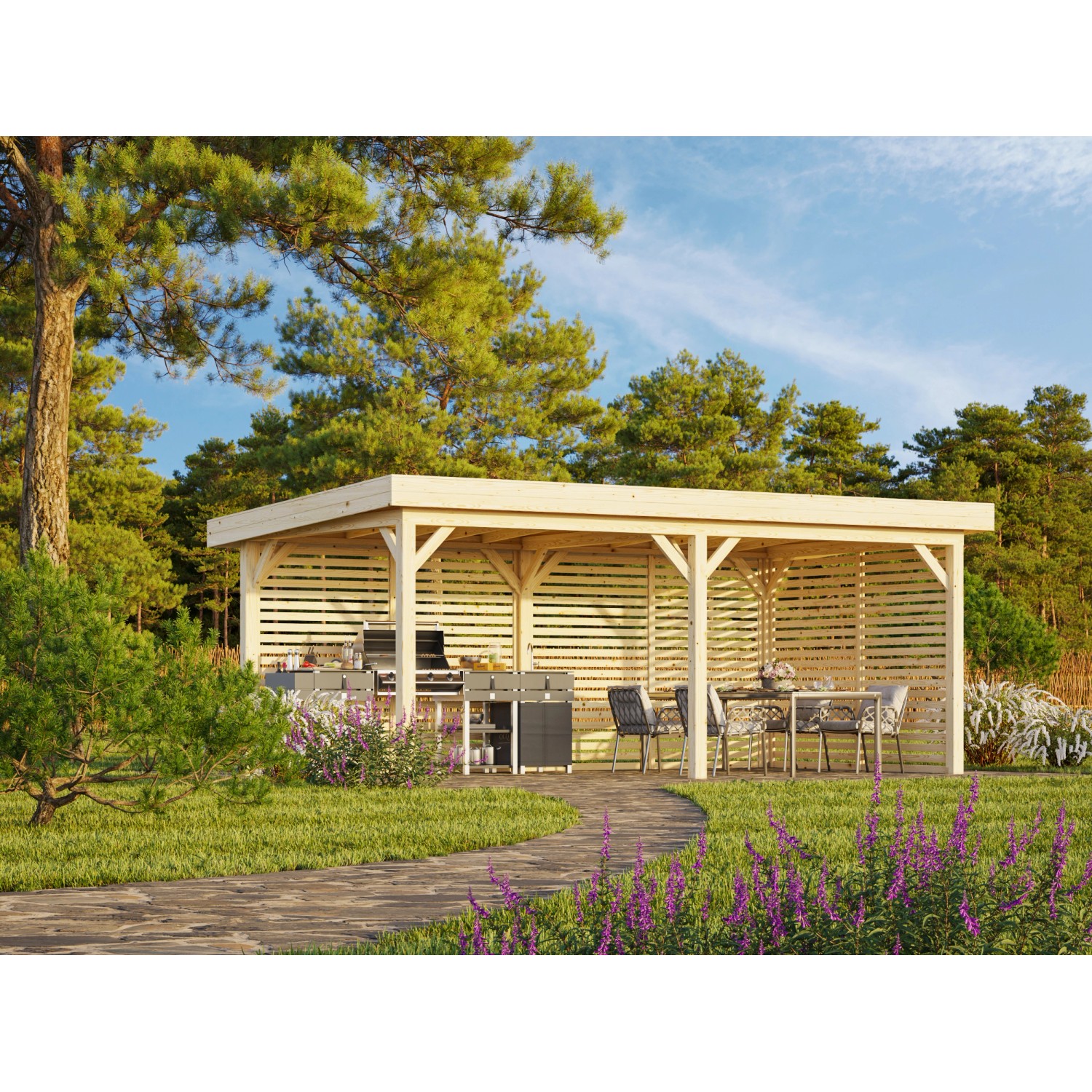 Palmako Pavillon Lenna Set 309 588 x 300 cm Lackiert Weiß FSC® günstig online kaufen