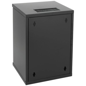 Schwarzer 9HE 10-Zoll HMF Serverschrank/Netzwerkschrank zur Wandmontage mit Kabelführung.