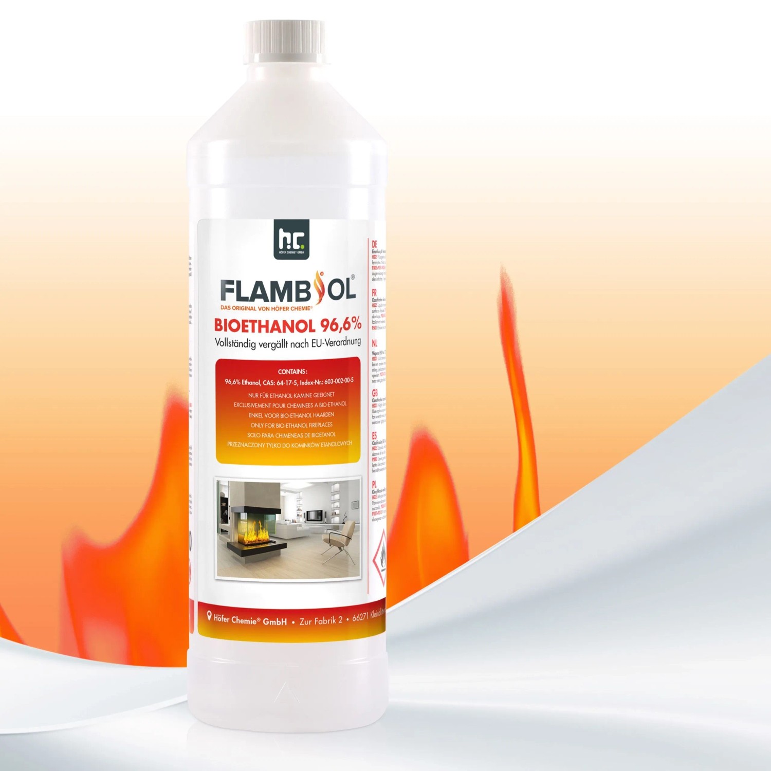 Bioéthanol GiDeli 30 Litres - Éthanol 96,6% - Combustible Inodore Pour Cheminée Intérieure/Extérieure - Flamme Propre