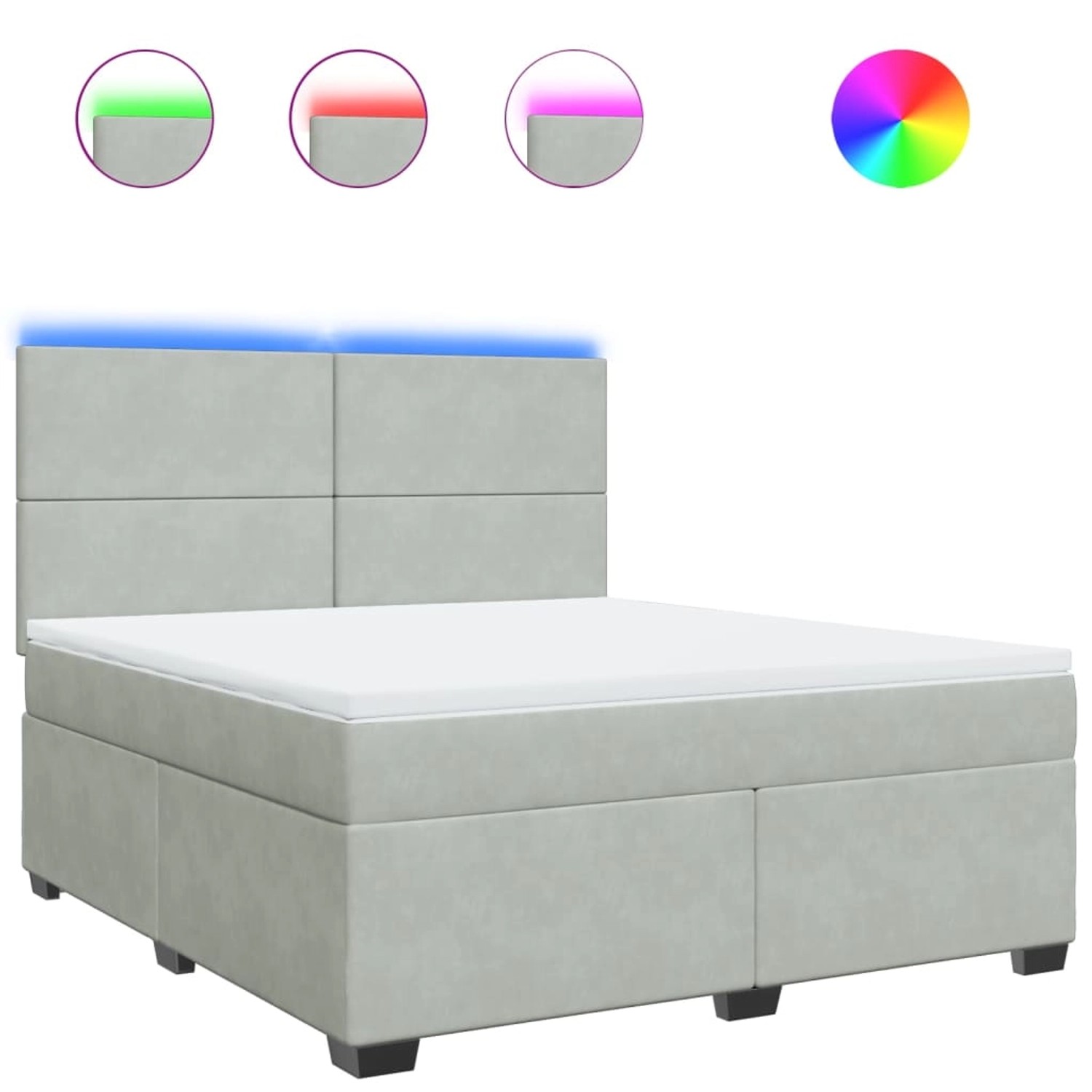 vidaXL Boxspringbett mit Matratze Hellgrau 180x200 cm Samt 3293272 günstig online kaufen