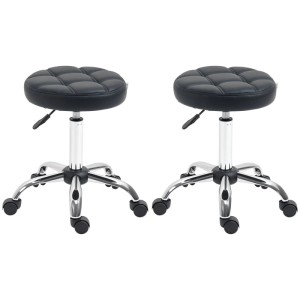 HOMCOM Salon Hocker Kunstleder Schaumstoff Schwarz 35,5 x 63H cm
