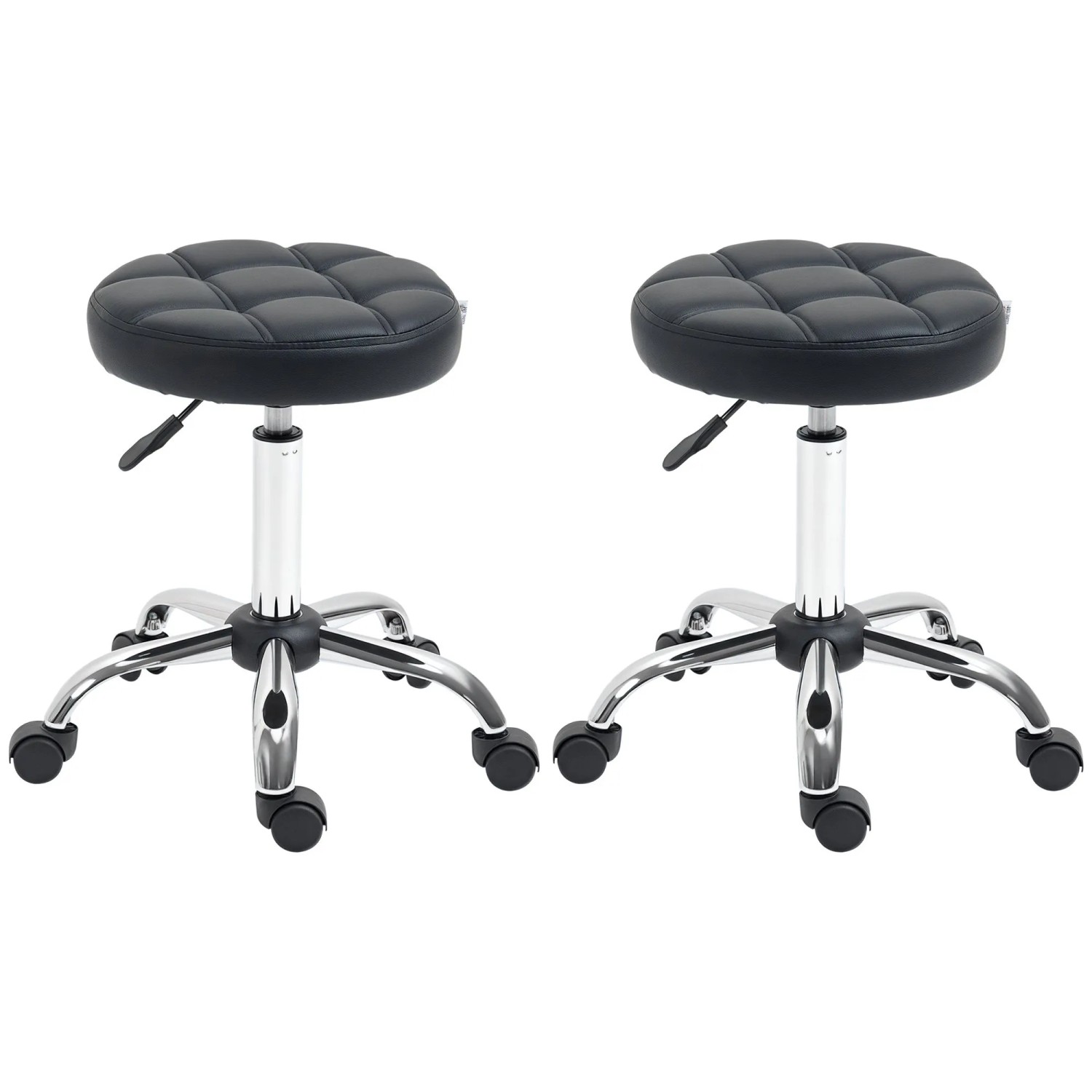 HOMCOM Salon Hocker Kunstleder Schaumstoff Schwarz 35,5 x 63H cm
