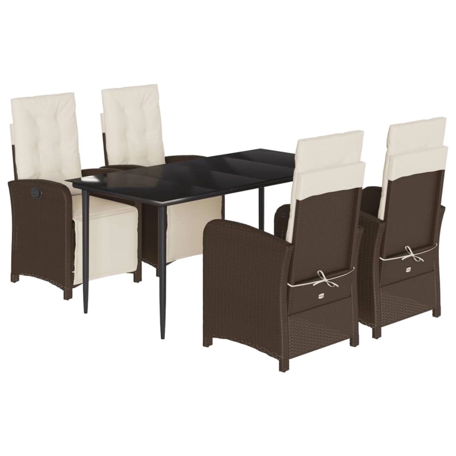 vidaXL 5-Tlg Garten-Essgruppe mit Kissen Braun Poly Rattan 3212545 günstig online kaufen