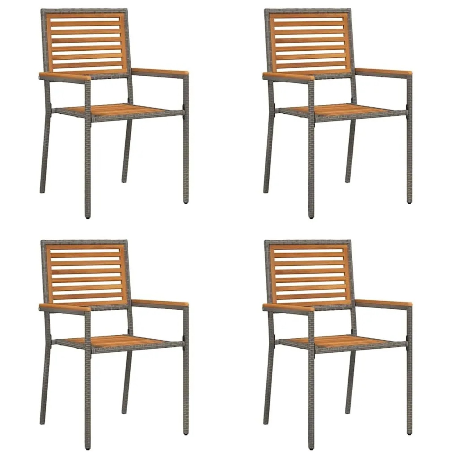 vidaXL Garten Stapelstühle 4 Stk Braun und Grau 3403059