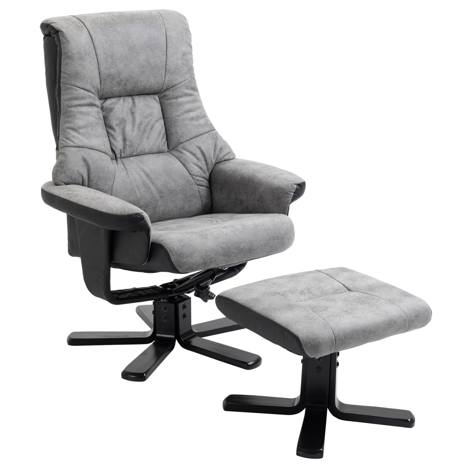 HOMCOM Relaxsessel mit Hocker Drehbar mit Liegefunktion Grau 78 x 82,5 x 10 günstig online kaufen
