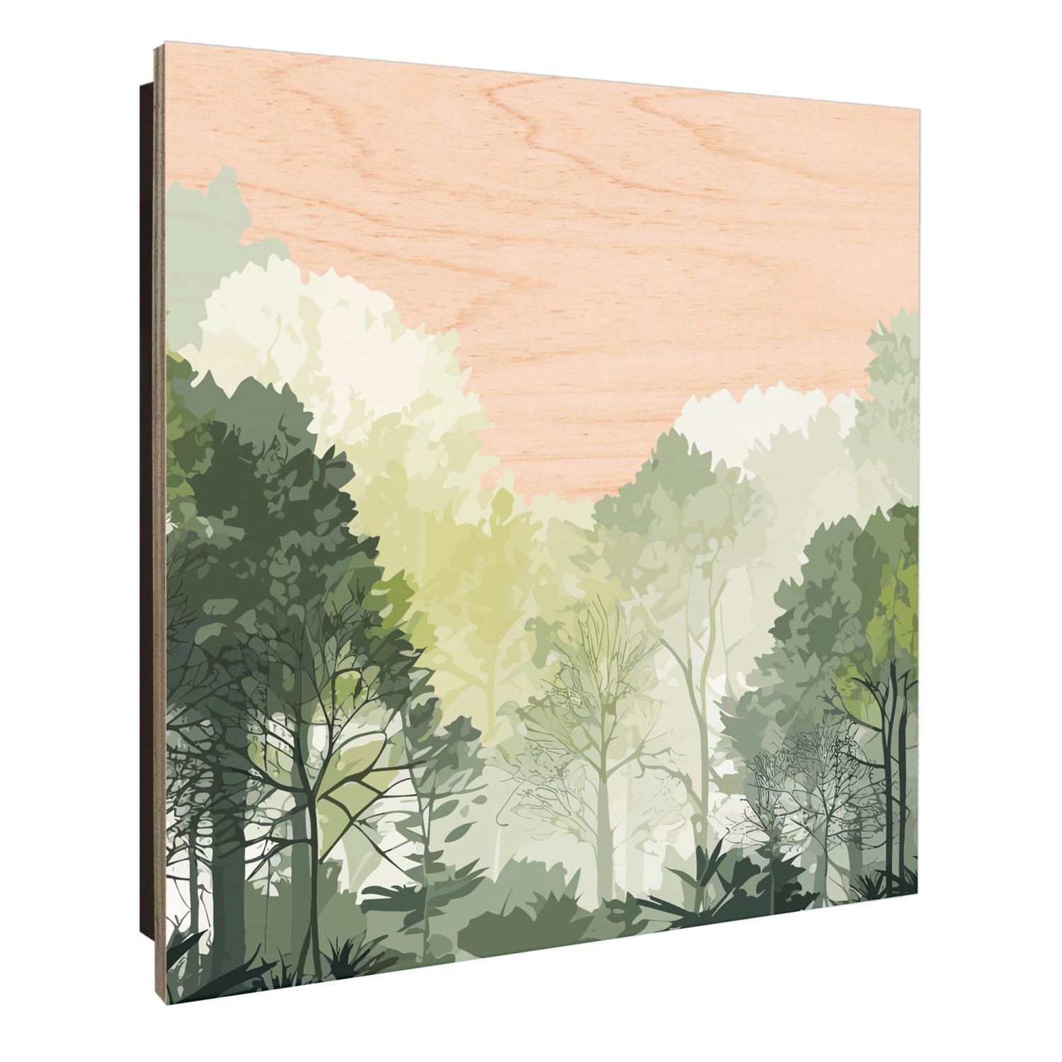 Banjado Schlüsselkasten Holz Schwarz 30x30cm mit Waldszene, Schlüsselbox für 50 Schlüssel.