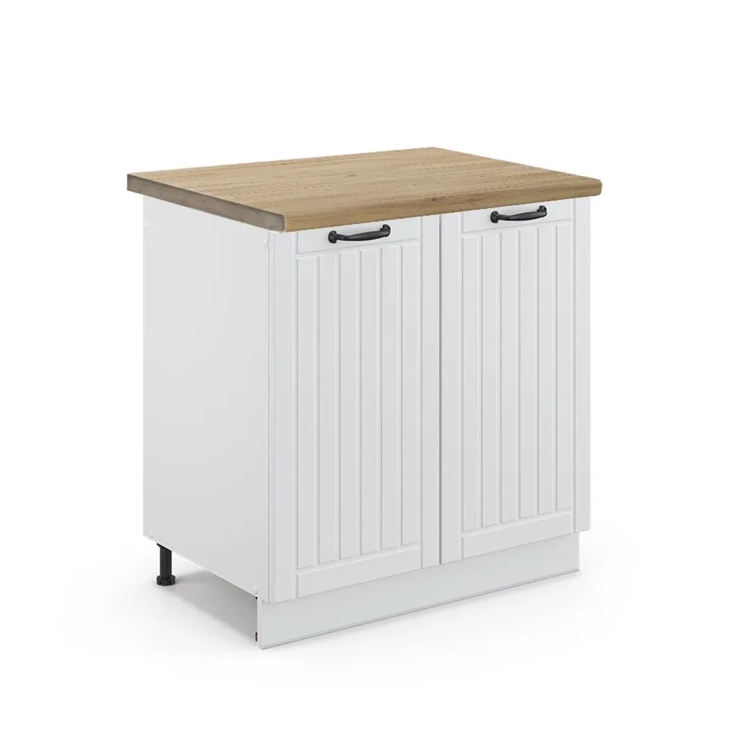 Vicco Spülenunterschrank Fame-Line Weiß Landhaus Weiß 80 cm AP Eiche
