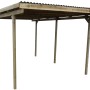 Holz Carport mit Flachdach, 300x495 cm, Einzelcarport mit sechs Pfosten und dunklem Dach.