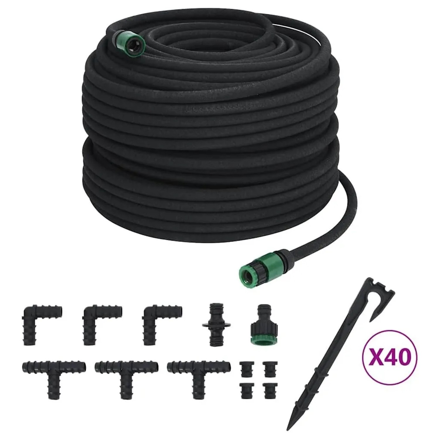 vidaXL Tropfschlauch Schwarz 100 m Gummi 155874