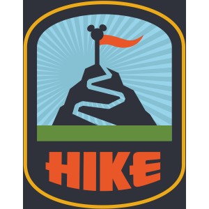 Komar Wandbild: Mickey Mouse "Hike" Motiv, 40x50cm. Cartoon Berg mit Mickey Mouse Flagge.