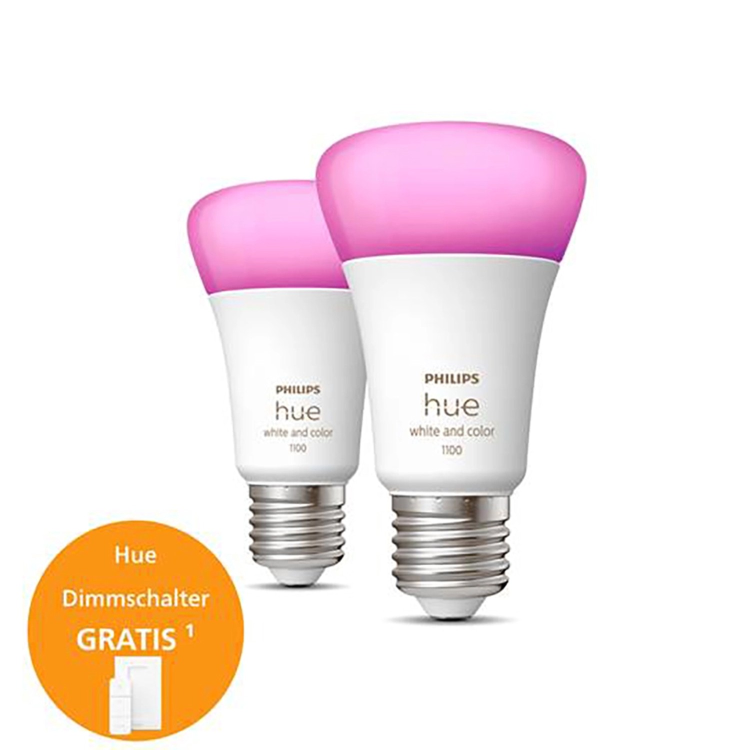 Philips Hue 2 x E27 LED-Leuchtmittel  White & Color Ambiance 1100 lm