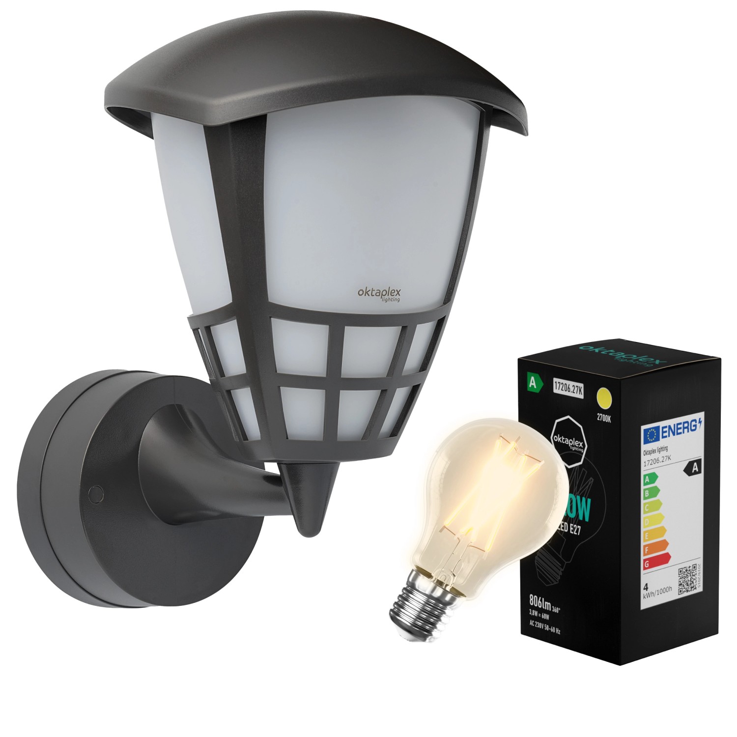 Oktaplex Bel Außenlampe mit E27 Leuchtmittel Warmweiß Außenleuchte 230V IP5 günstig online kaufen