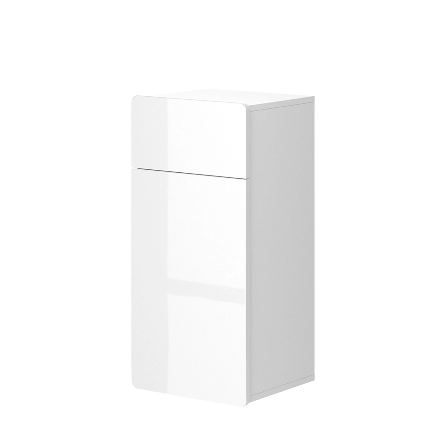 Vicco Midischrank Izan Weiß Hochglanz 37 x 77 cm mit Schublade und Tür