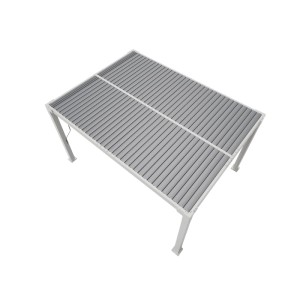 Sojag Pergola Hana 1013 Beige, 400x300 cm, mit Lamellendach. Terrassenüberdachung in Creme.