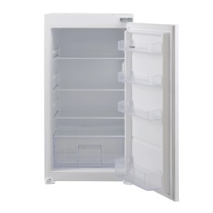 Telefunken Einbaukühlschrank, 102cm Nische, 154L, Schlepptür, offene Tür mit Innenraum und Fächern.