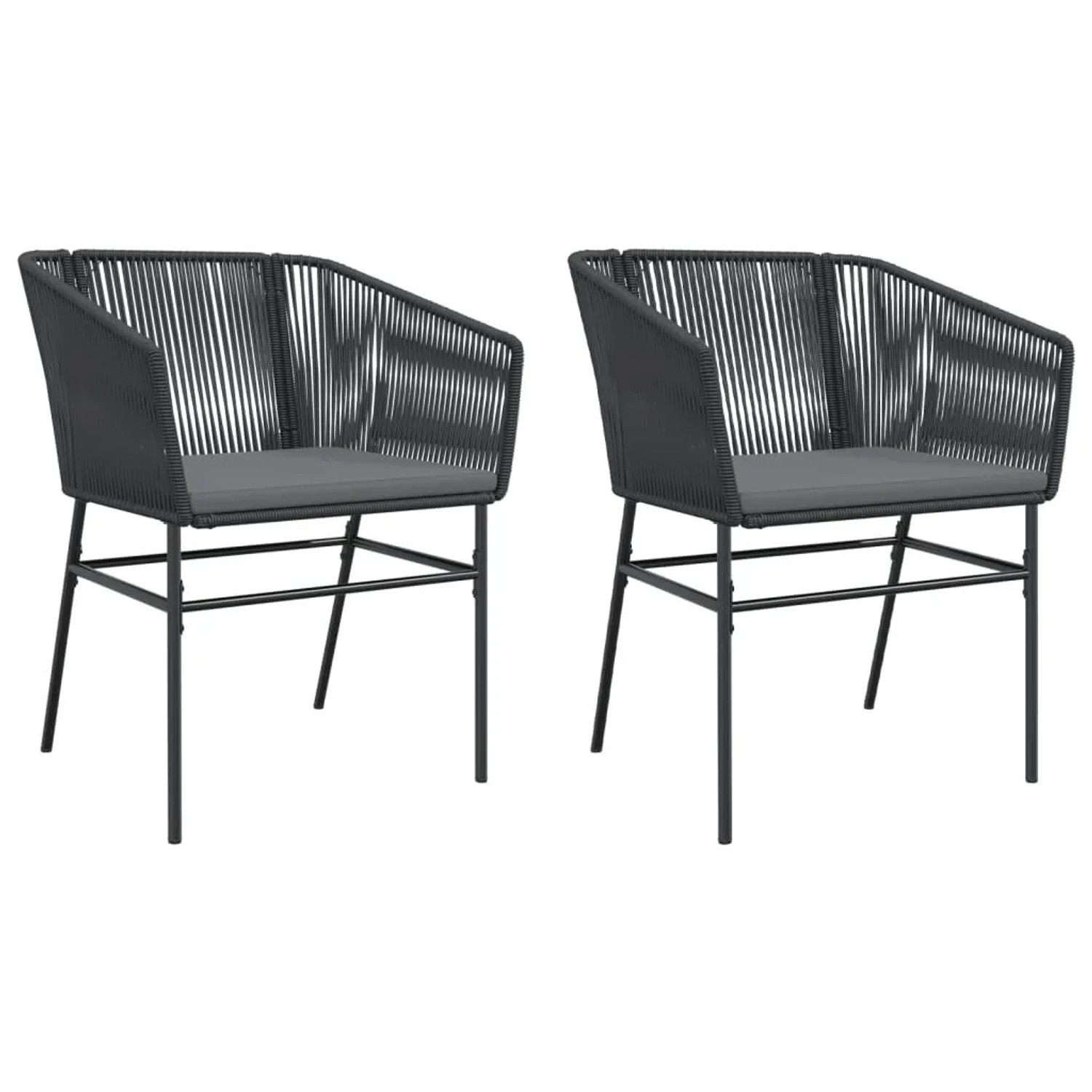 Furnicato Gartenstühle 2 Stk Mit Kissen Schwarz Poly Rattan