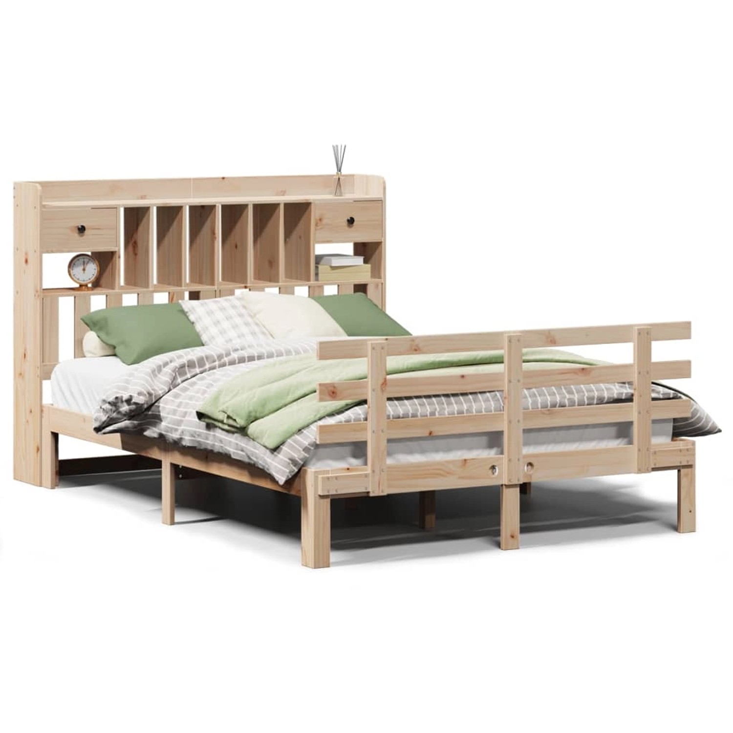 vidaXL Massivholzbett mit Regal ohne Matratze 160x200 cm Kiefer 3322800 günstig online kaufen