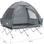 Graues SoBuy Feldbett mit Zelt für 2 Personen, inklusive Luftmatratze. Ideal für Camping & Outdoor.