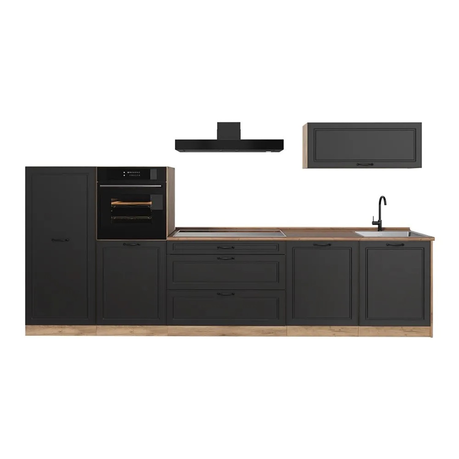 Vicco Küchenzeile R-Line Anthrazit Landhaus/Goldkraft Eiche 340 x 143 Arbeitsplatte Goldkraft Eiche Art Nr 68019