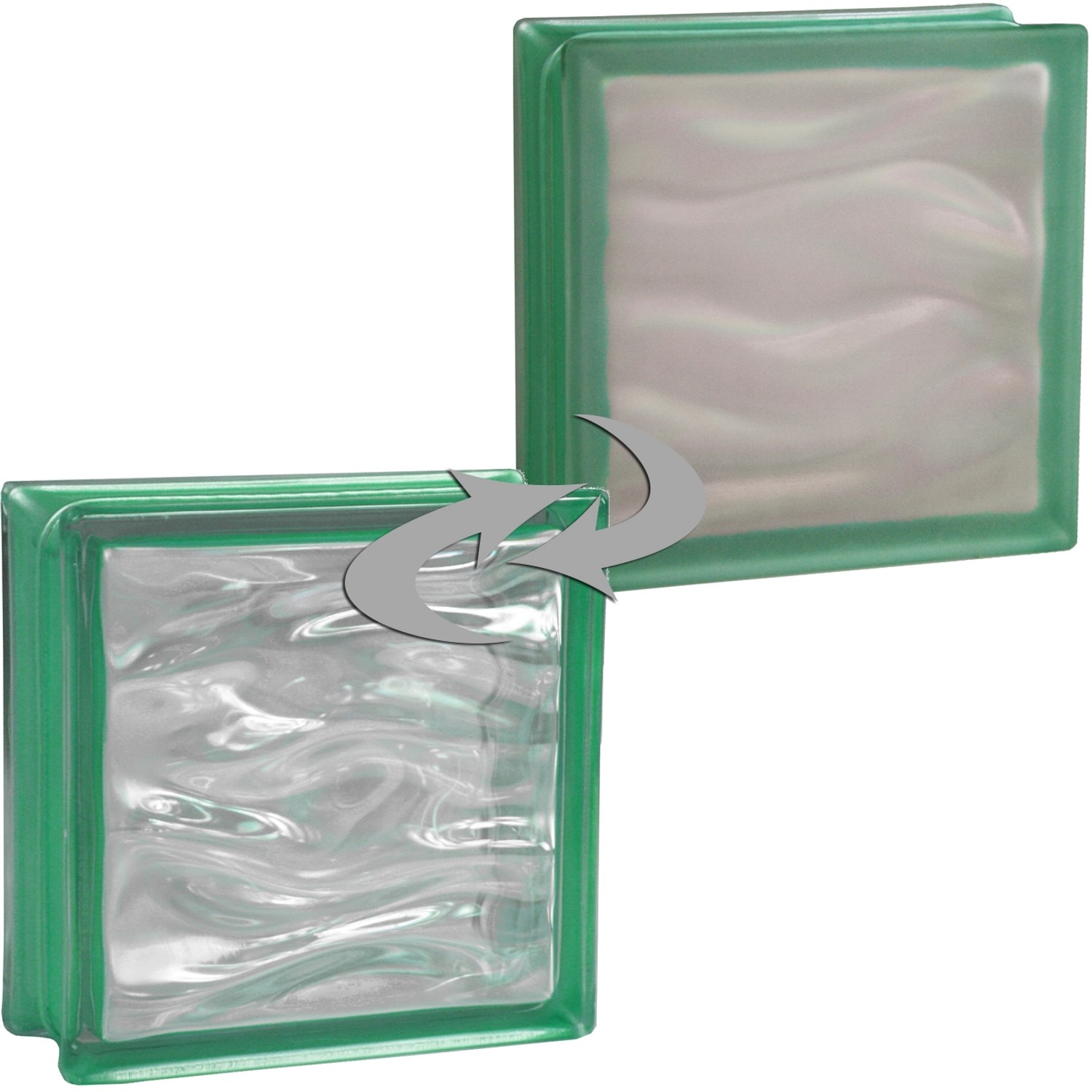 BM Glasstein Aqua Reflex Türkis 1-Seitig Satiniert 19 cm x 19 cm x 8 cm