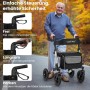 Costway Rollator mit Luftbereifung Faltbar 7-Fach Höhenverstellbar Silber_3