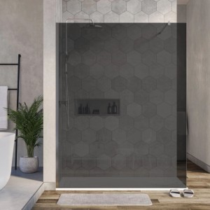 Bernstein Duschabtrennung Walk-In Nano Echtglas EX101 Graues Glas 10mm Wandprofil Chrom 160cm