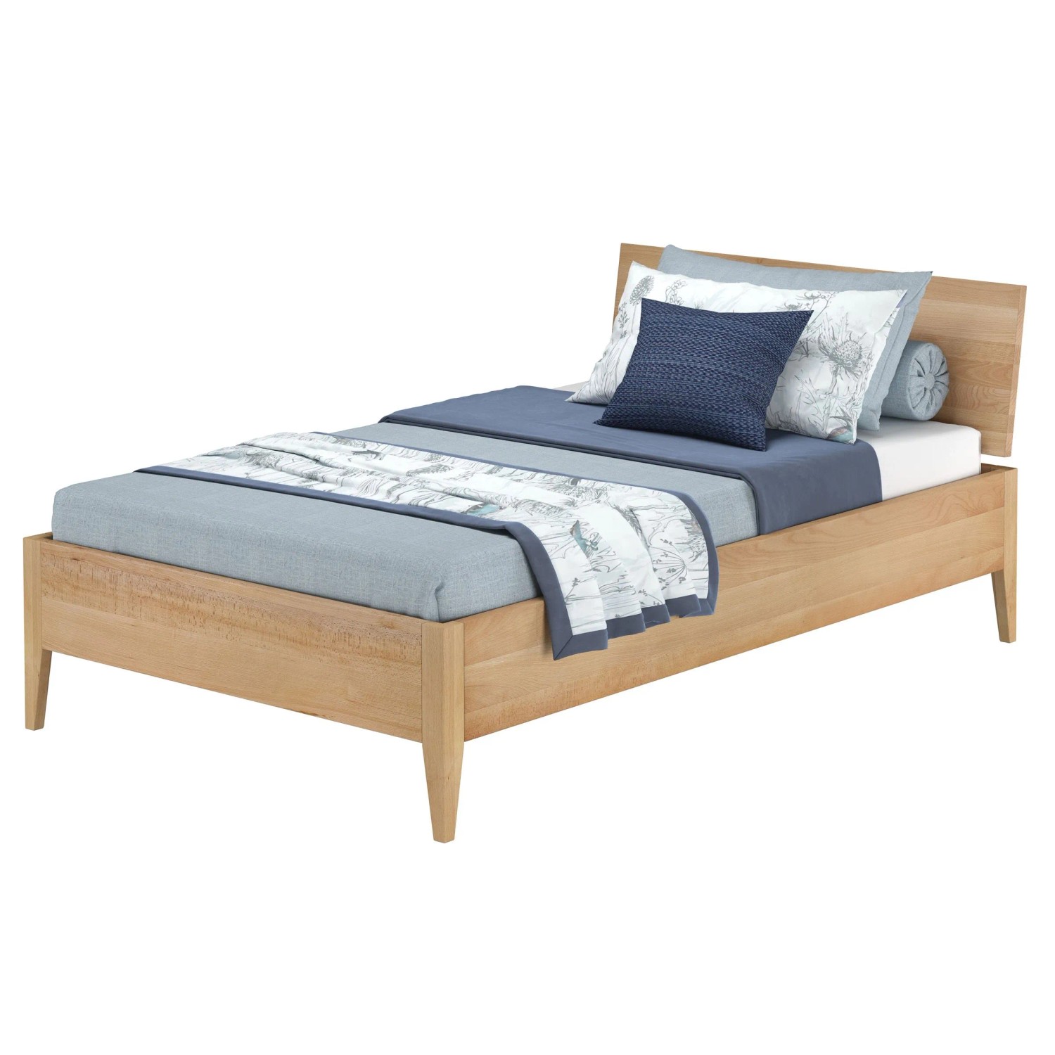 Erst-Holz Einzelbett Metallfrei 120 x 200 cm Massives Buchenholz Konische Füße Modell 94 ohne Zubehör
